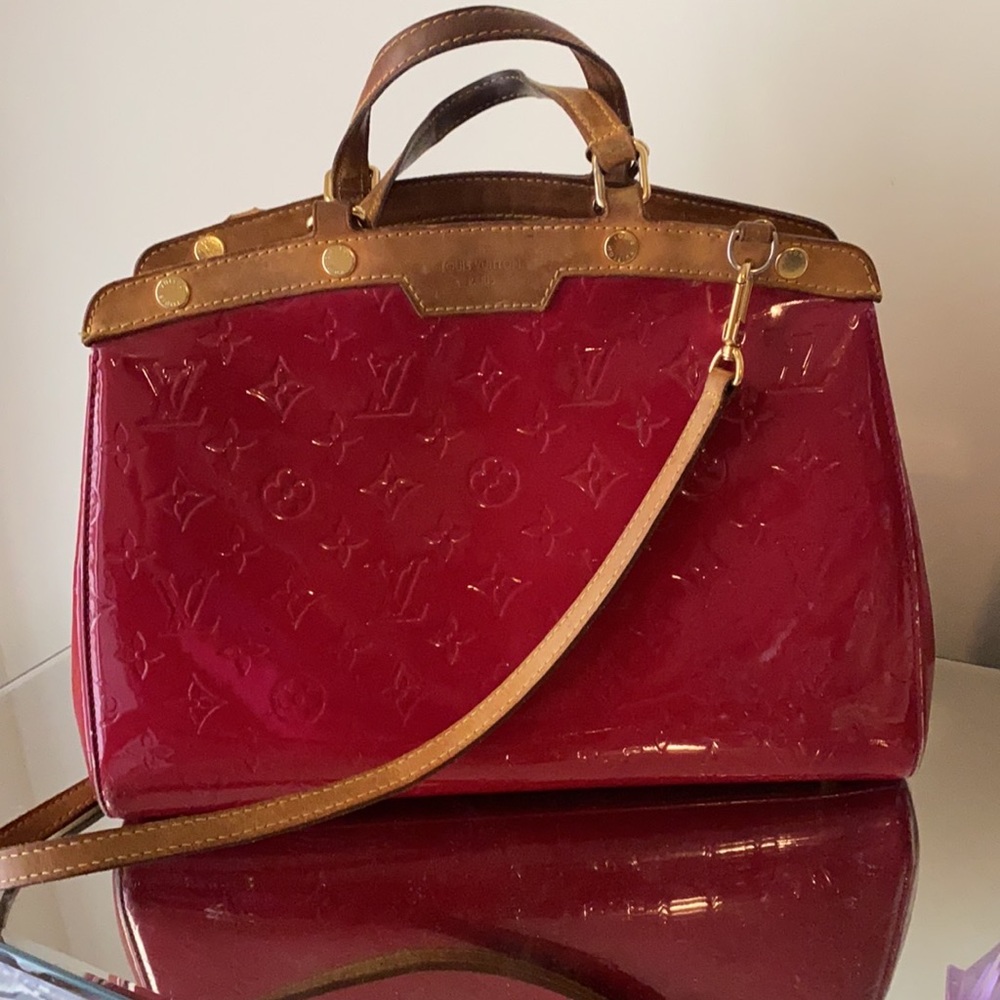 Louis Vuitton Red Quilted Shoulder Bag with Gold Accents